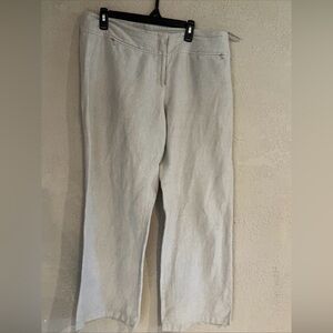 Eileen Fisher Soft Gray/Tannish? Linen Blend Trousers Large , Wide Leg Zip up
